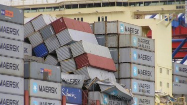 Containers falling